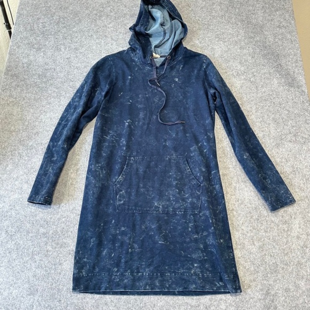 Jane‎ & Delancy Blue Acid Wash Cozy Hoodie Dress Small Long Sleeve French Terry